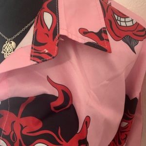 Large Pink&Red satin top